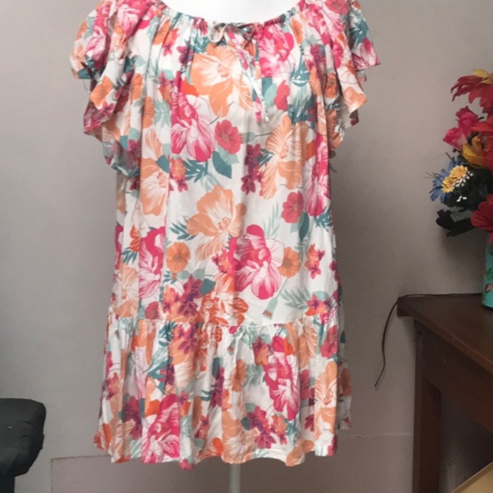 Rachel Zoe Pink and Orange Ruffled Mini Sundress